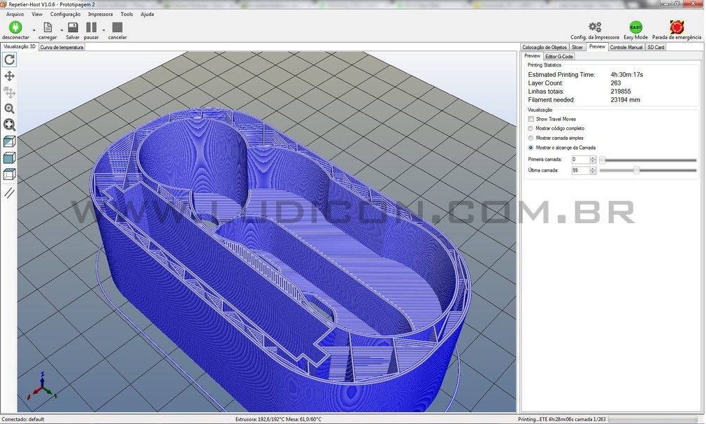 Software de fatiamento e controle da impressora 3D